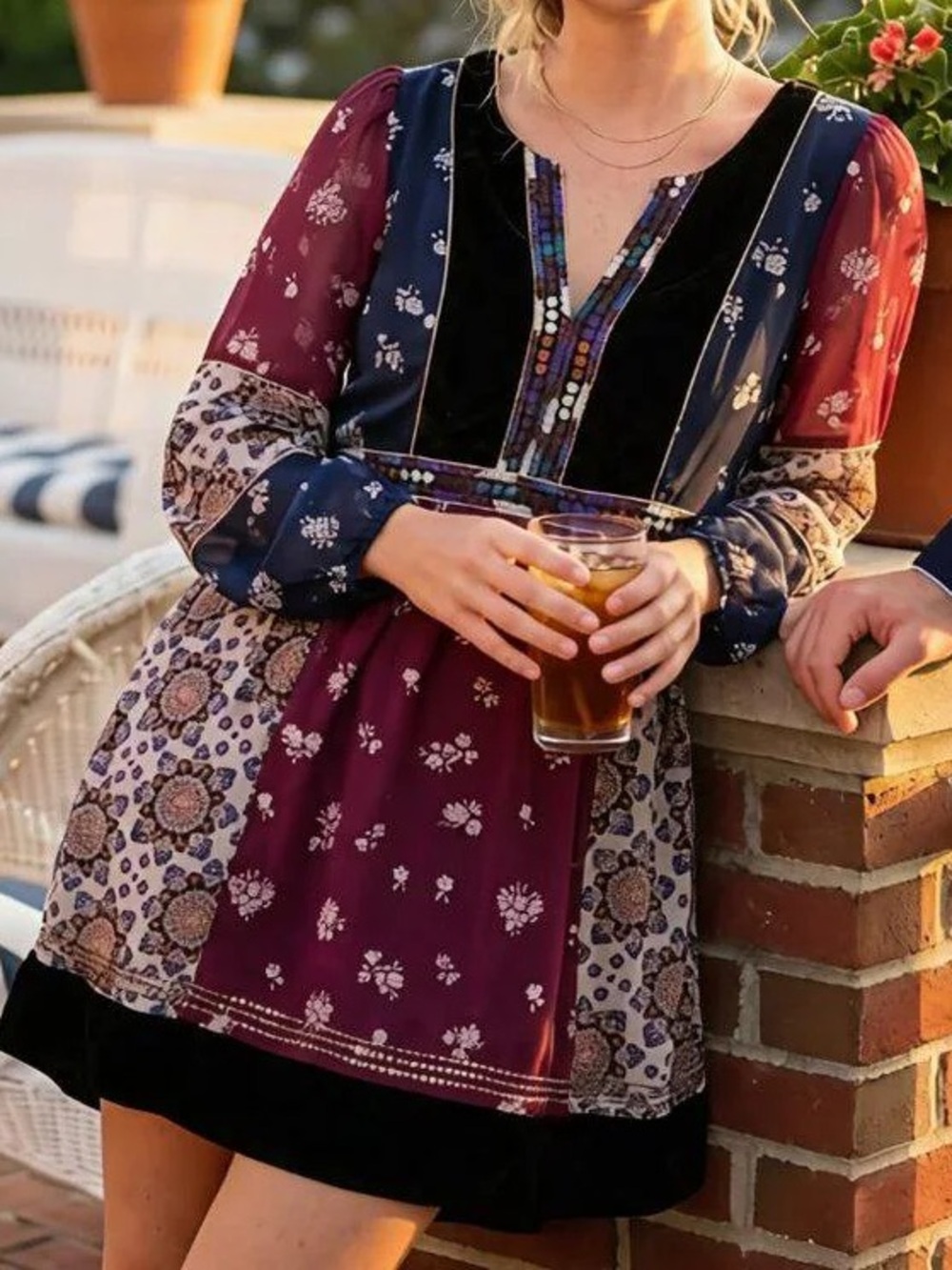 Anthropologie Maeve Quartier Latin Dress Womens M velvet trim